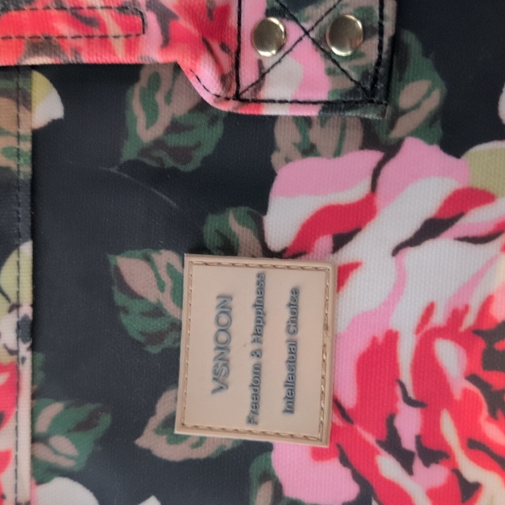 Vsnoon Laptop Backpack With Grey Pink Floral Design - Picture 2 of 12